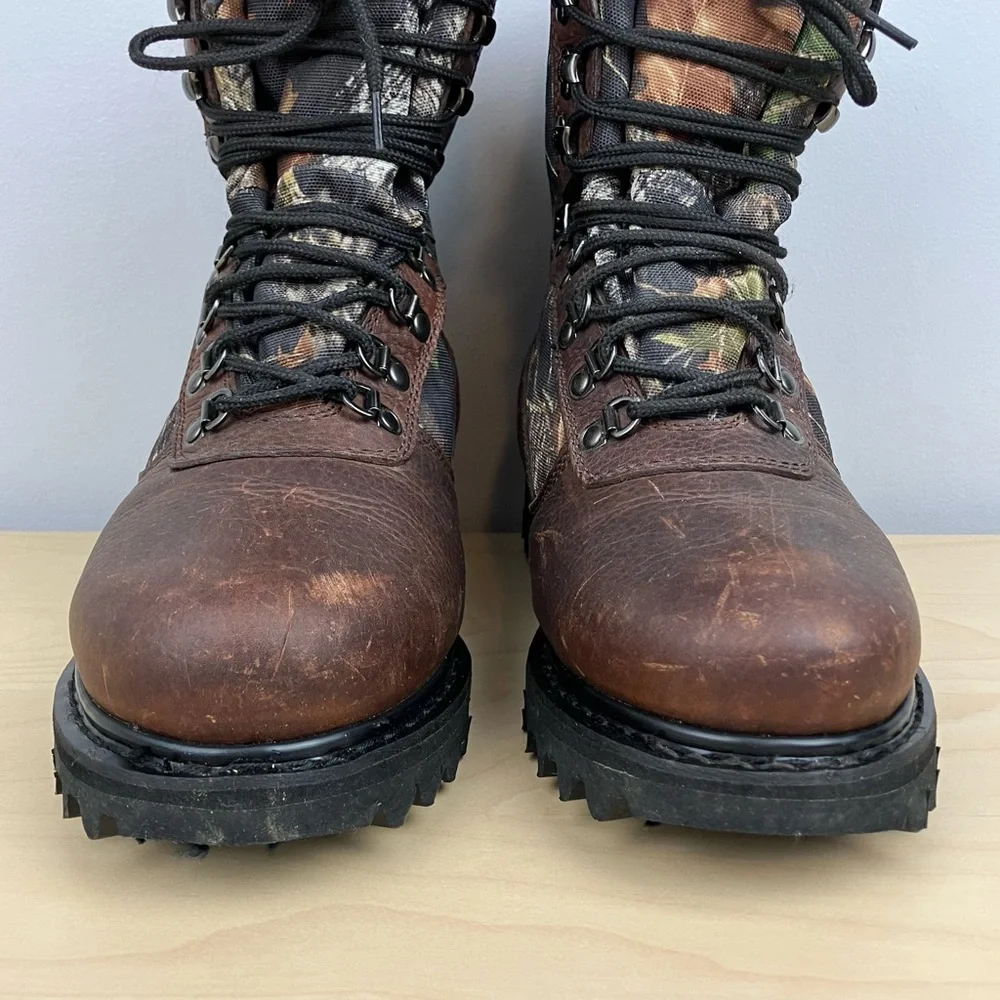 Cabelas Youth Size 6 M Iron Ridge GTX Insulated Camo Brown Leather Hunting Boots